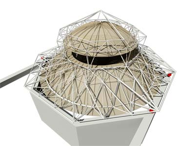 Sliding dome spaceframe structure